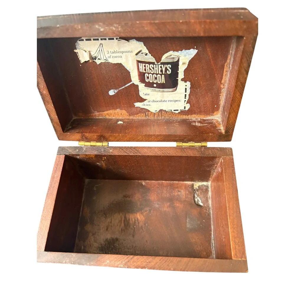 Vintage Wooden Recipe Box Rustic Farmhouse‎ Kitchen Index Card Storage Box
